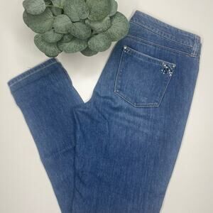 White House Black Market | Light Wash Embellished Girlfriend Jean